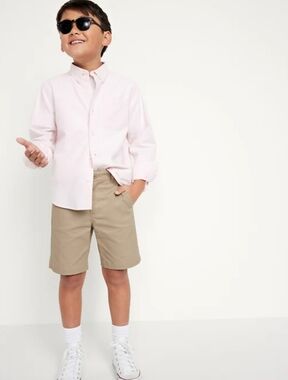 Old Navy Boys Classic Flat Front Khaki Shorts With Adjustable Waist Sz 12